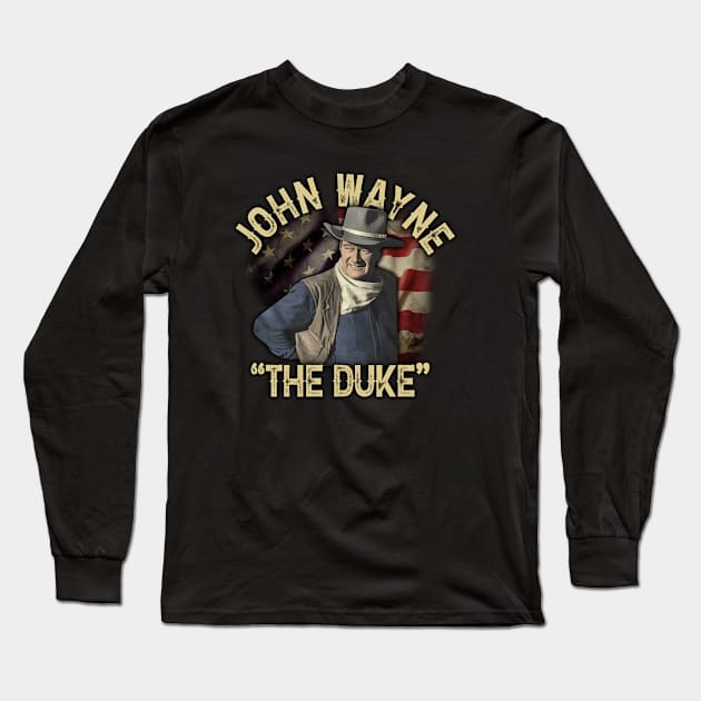 John Vintage Wayne The fun Duke Long Sleeve T-Shirt by davidhedrick